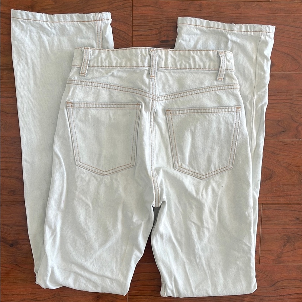 Zara High Waist Straight Leg Button Fly Light Wash Jeans - Picture 5 of 7